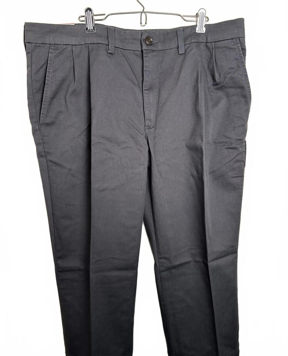 St Johns Bay Men's Khaki Pants 38x30 Charcoal Gray Classic Fit Wrinkle Free NWT